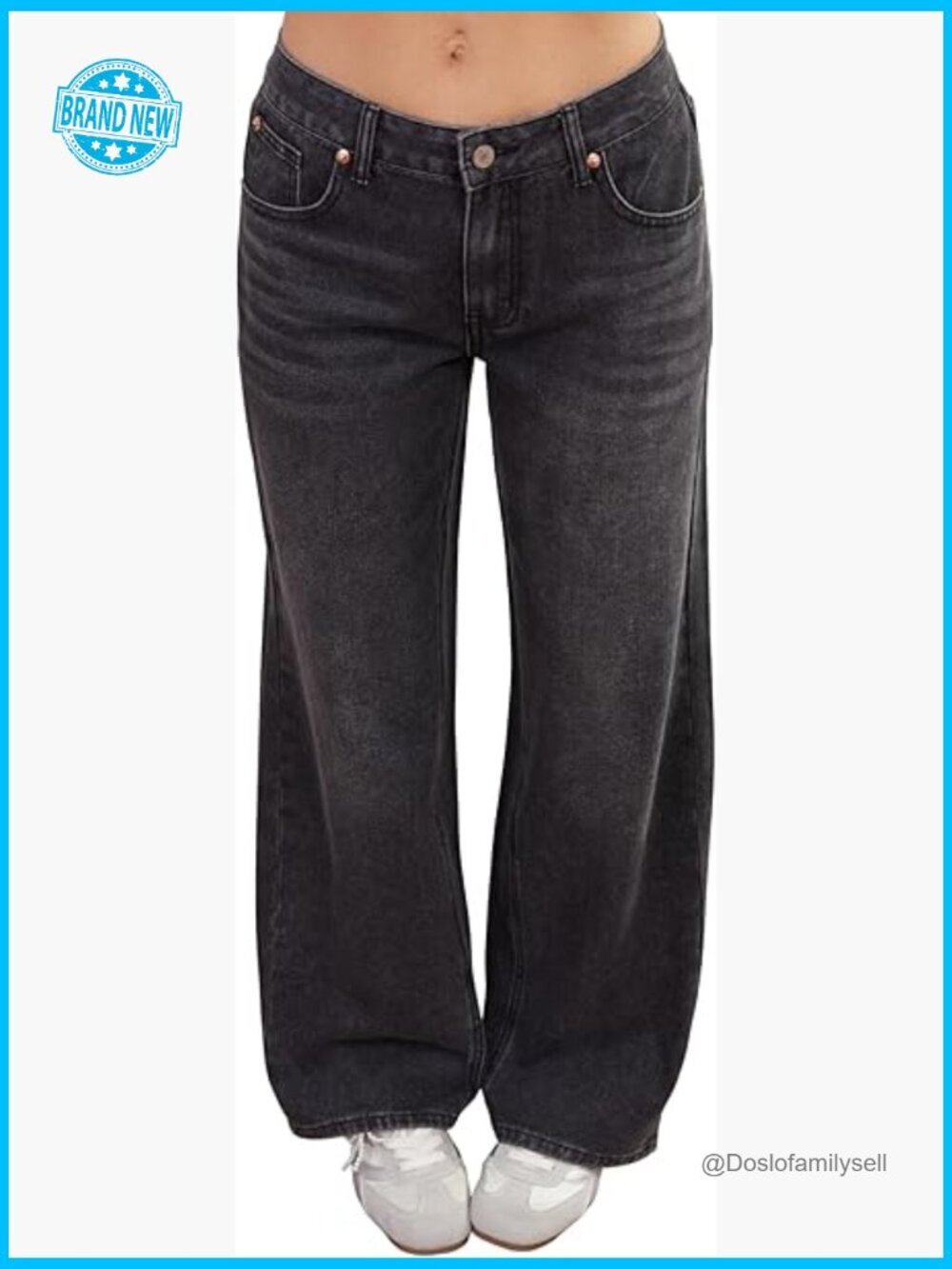 Low Rise Baggy Jeans Womens Y2K Vintage Wide Leg Loose Fit Straight Denim Pants